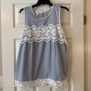 Maurices Blue Blouse With Lace Detail